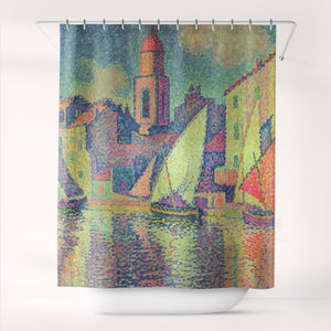 Shower Curtains Paul Signac The Clocktower at Saint Tropez